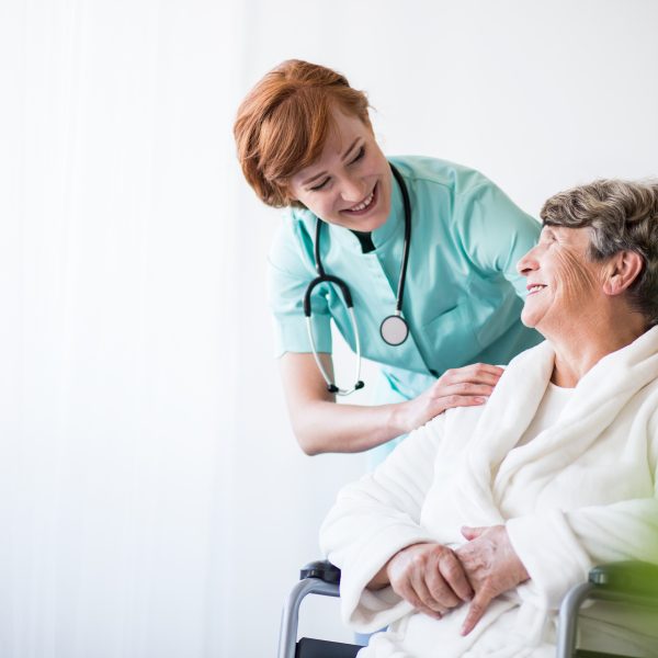 Physician caring for a patient at the point of care